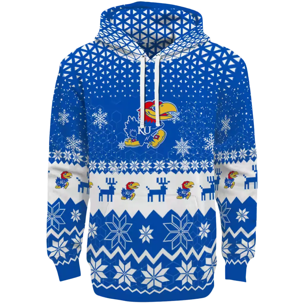 kansas jayhawks reindeer motif blue hoodie best selling kansas jayhawks reindeer motif blue hoodie best selling