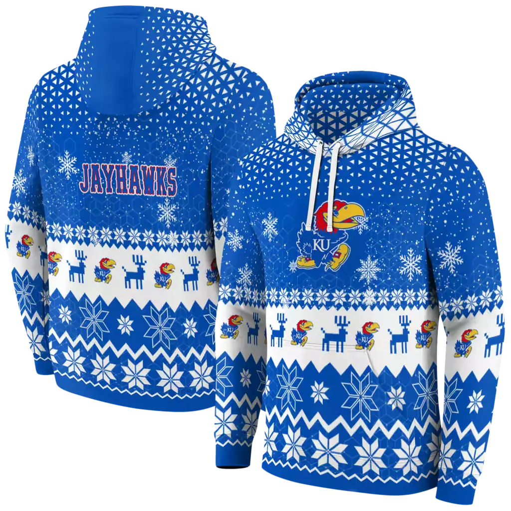 kansas jayhawks reindeer motif blue hoodie fashion forward kansas jayhawks reindeer motif blue hoodie fashion forward