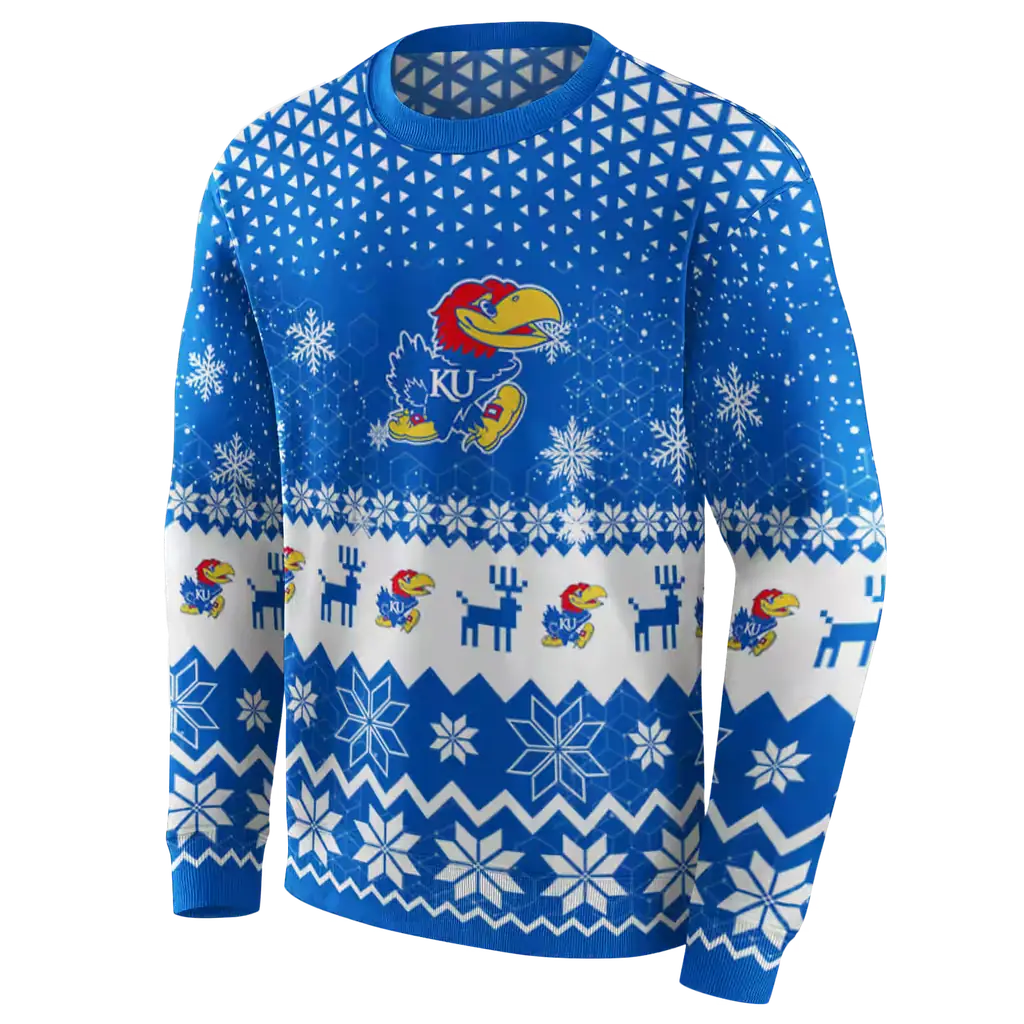 kansas jayhawks reindeer motif blue hoodie new arrival kansas jayhawks reindeer motif blue hoodie new arrival