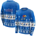 kansas jayhawks reindeer motif blue hoodie best selling
