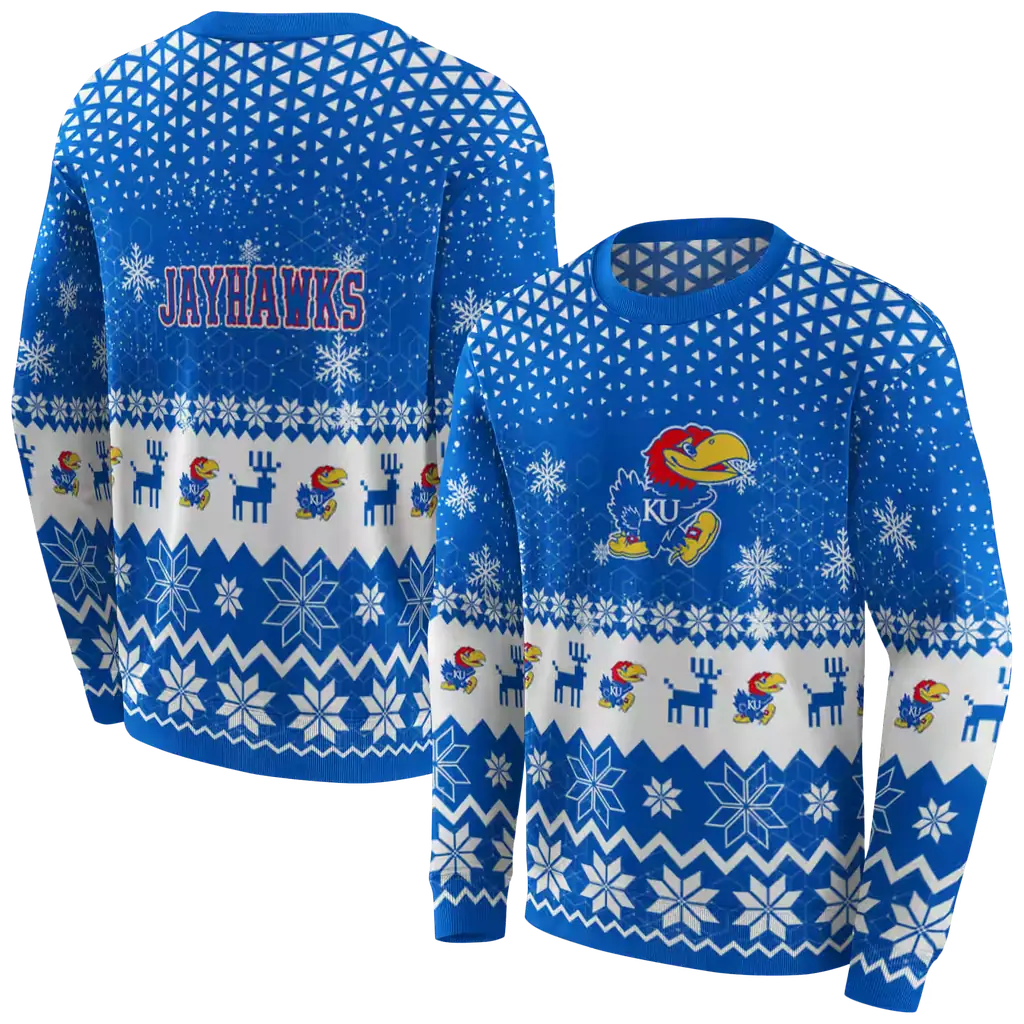 kansas jayhawks reindeer motif blue hoodie premium grade kansas jayhawks reindeer motif blue hoodie premium grade