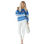 kansas jayhawks reindeer motif blue hoodie best selling