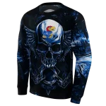 kansas jayhawks skull artwork blue black hoodie best selling