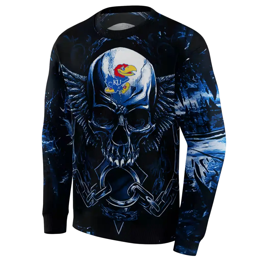 kansas jayhawks skull artwork blue black hoodie new arrival kansas jayhawks skull artwork blue black hoodie new arrival