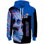 kansas jayhawks skull motif blue black hoodie best selling