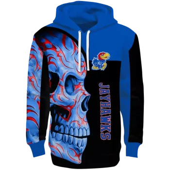 kansas jayhawks skull motif blue black hoodie best selling