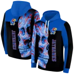kansas jayhawks skull motif blue black hoodie best selling