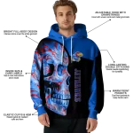 kansas jayhawks skull motif blue black hoodie best selling