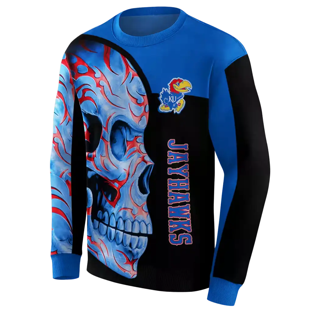 kansas jayhawks skull motif blue black hoodie new arrival kansas jayhawks skull motif blue black hoodie new arrival