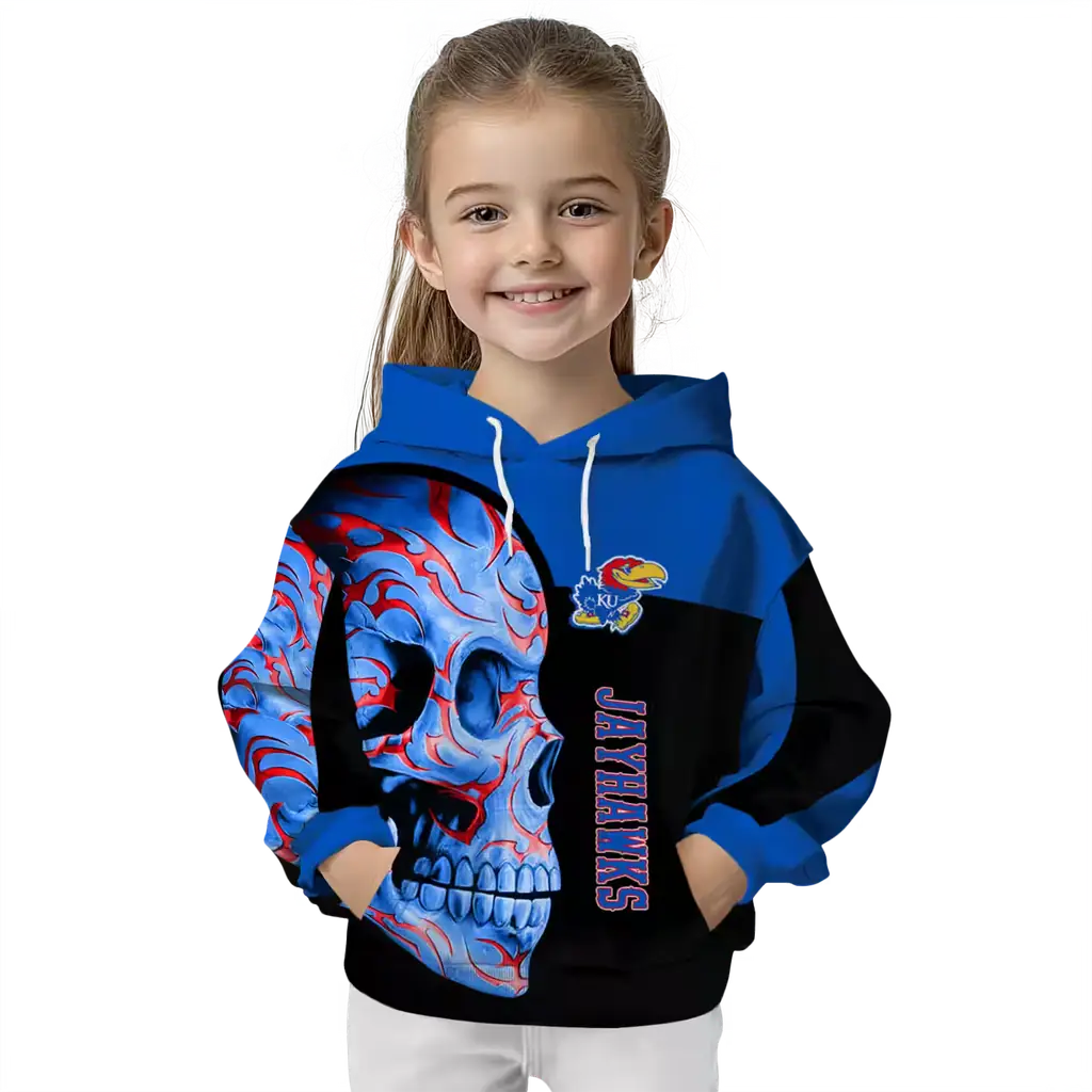 kansas jayhawks skull motif blue black hoodie top rated kansas jayhawks skull motif blue black hoodie top rated
