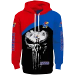 kansas jayhawks skull punisher crimson black hoodie best selling
