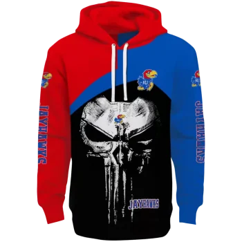 kansas jayhawks skull punisher crimson black hoodie best selling