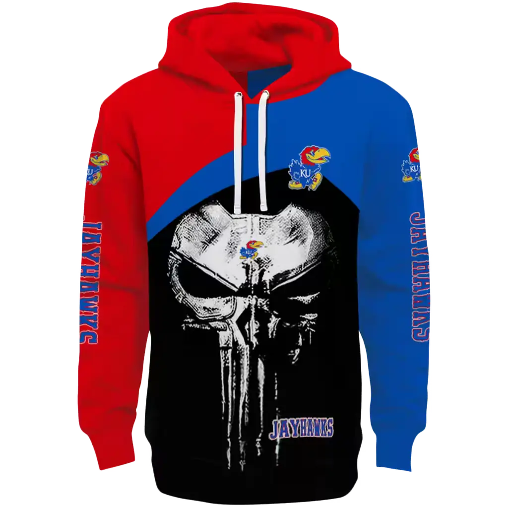 kansas jayhawks skull punisher crimson black hoodie best selling kansas jayhawks skull punisher crimson black hoodie best selling