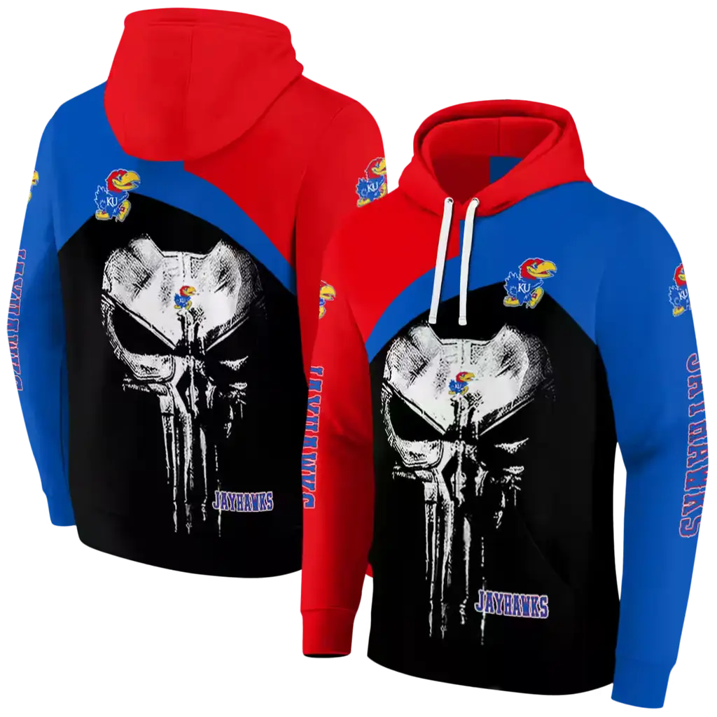 kansas jayhawks skull punisher crimson black hoodie fashion forward kansas jayhawks skull punisher crimson black hoodie fashion forward