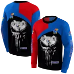 kansas jayhawks skull punisher crimson black hoodie best selling