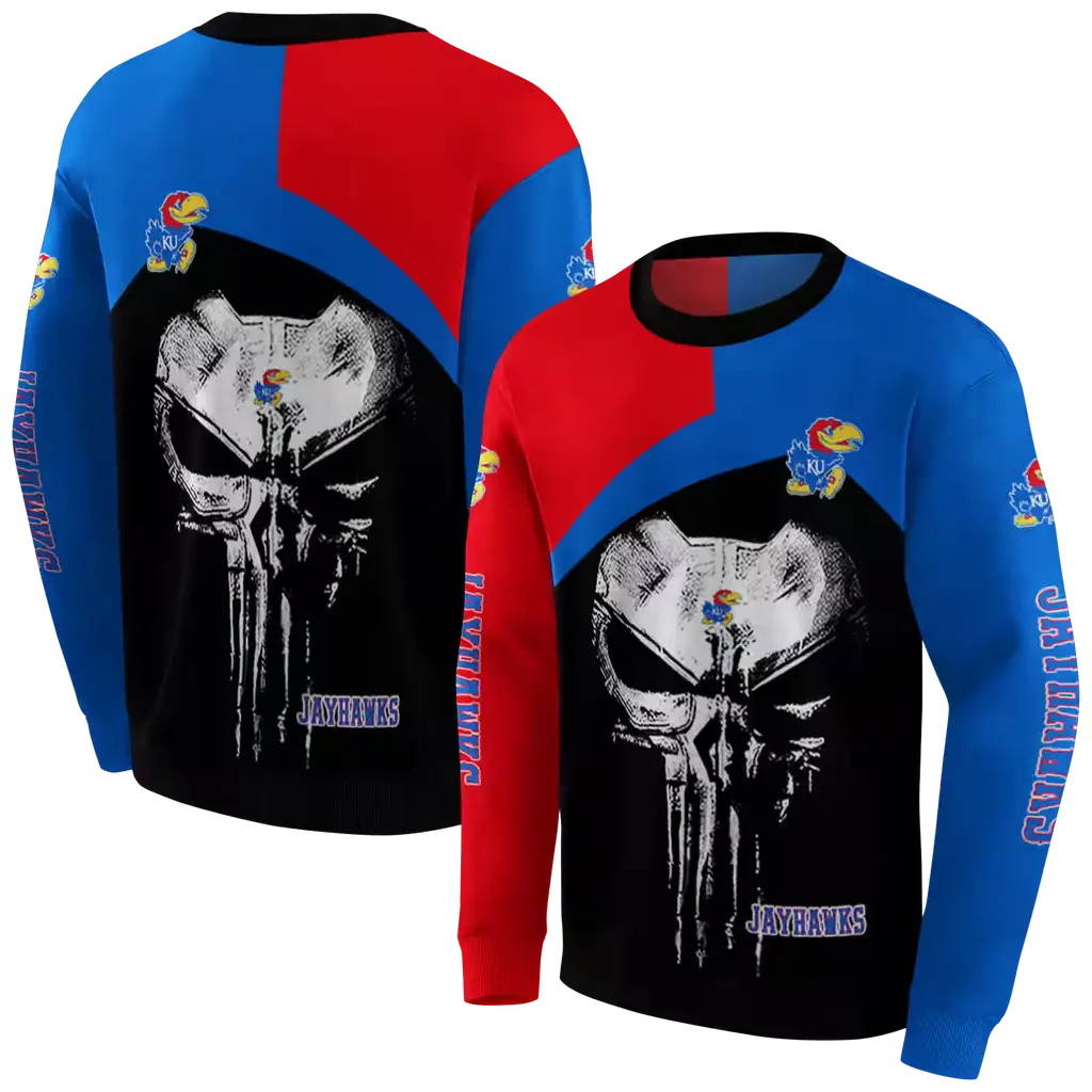 kansas jayhawks skull punisher crimson black hoodie premium grade kansas jayhawks skull punisher crimson black hoodie premium grade