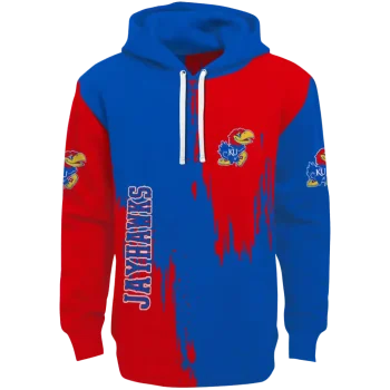 kansas jayhawks splatter effect blue hoodie best selling