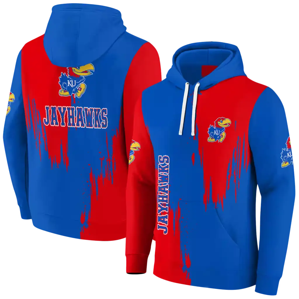 kansas jayhawks splatter effect blue hoodie fashion forward kansas jayhawks splatter effect blue hoodie fashion forward