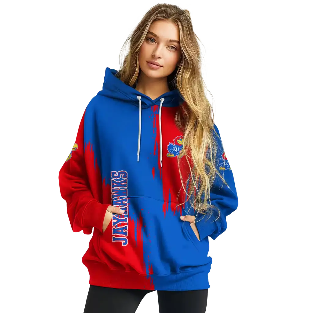 kansas jayhawks splatter effect blue hoodie high quality kansas jayhawks splatter effect blue hoodie high quality