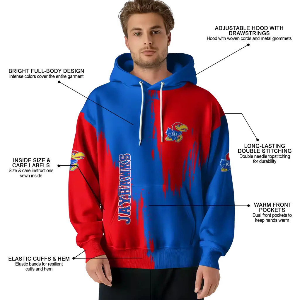 kansas jayhawks splatter effect blue hoodie latest model kansas jayhawks splatter effect blue hoodie latest model