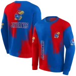 kansas jayhawks splatter effect blue hoodie best selling