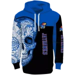 kansas jayhawks sugar skull blue black hoodie best selling