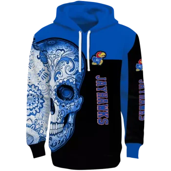 kansas jayhawks sugar skull blue black hoodie best selling