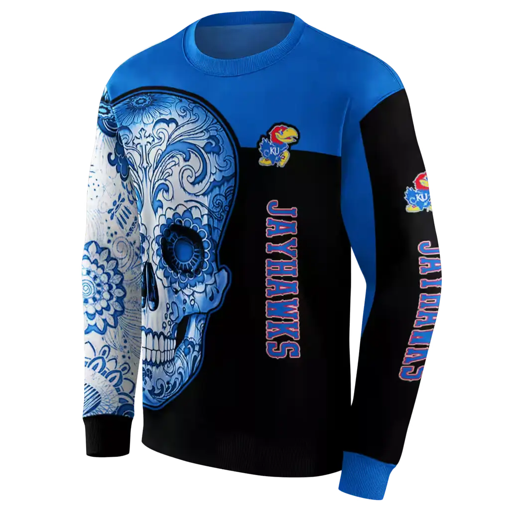 kansas jayhawks sugar skull blue black hoodie new arrival kansas jayhawks sugar skull blue black hoodie new arrival