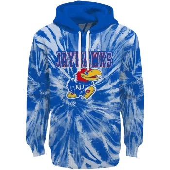 kansas jayhawks tie dye pattern blue hoodie best selling