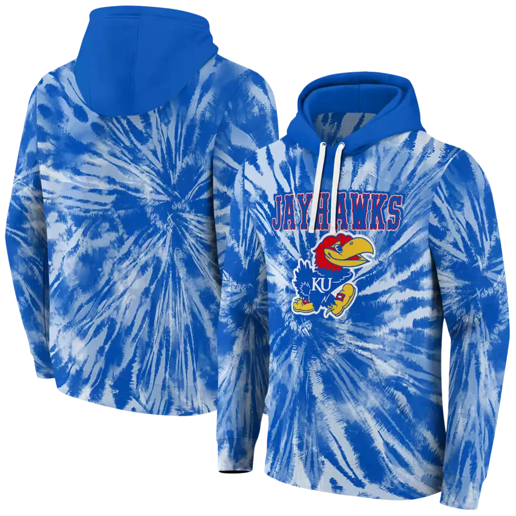 kansas jayhawks tie dye pattern blue hoodie fashion forward kansas jayhawks tie dye pattern blue hoodie fashion forward