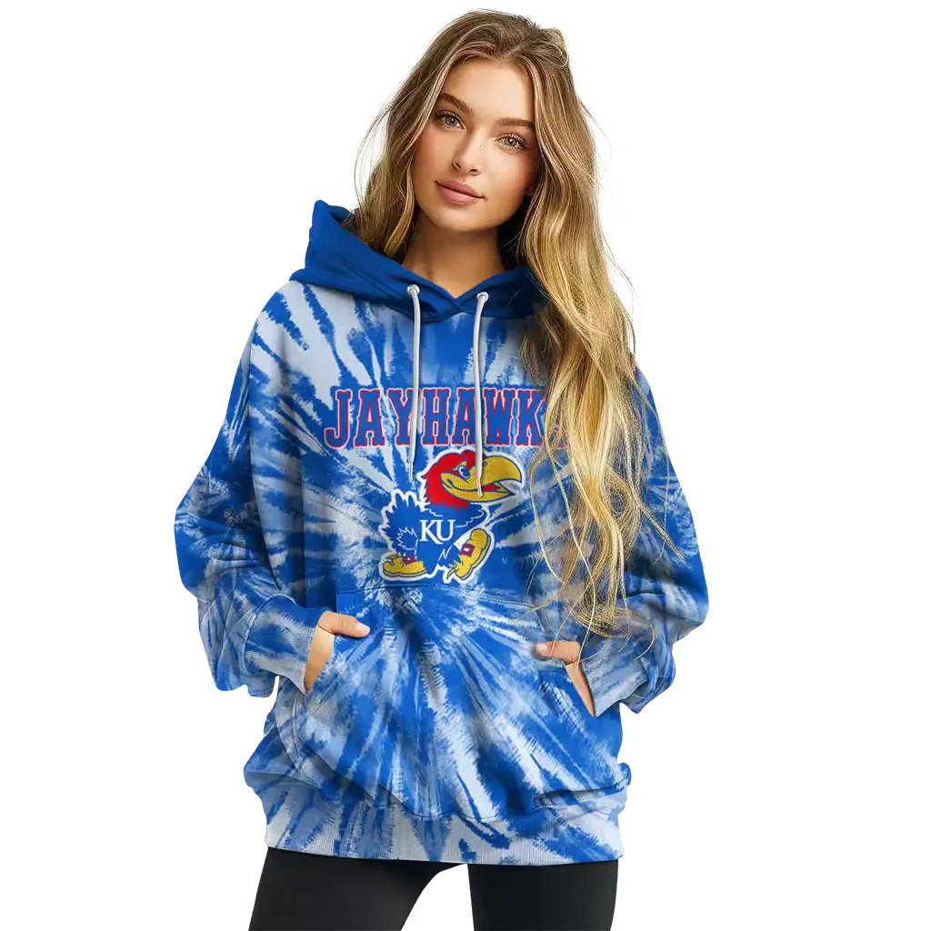 kansas jayhawks tie dye pattern blue hoodie high quality kansas jayhawks tie dye pattern blue hoodie high quality