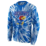 kansas jayhawks tie dye pattern blue hoodie best selling