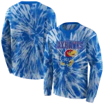 kansas jayhawks tie dye pattern blue hoodie best selling