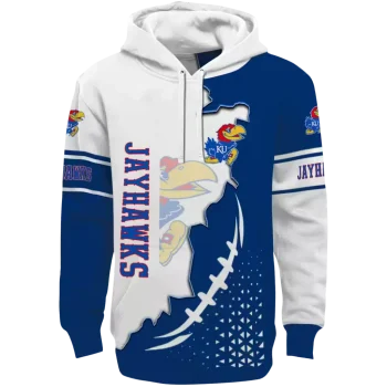 kansas jayhawks triangular pattern blue white hoodie best selling