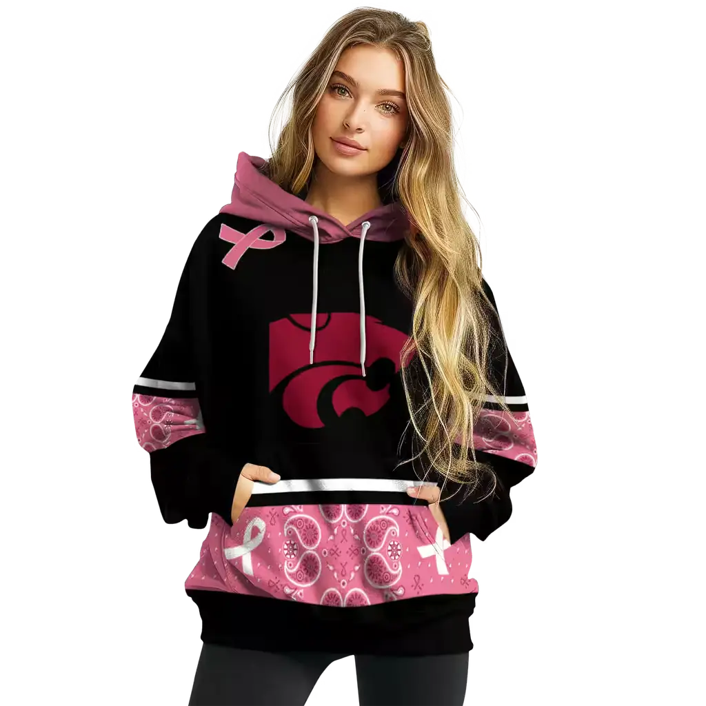 kansas state wildcats awareness ribbon black pink hoodie high quality kansas state wildcats awareness ribbon black pink hoodie high quality