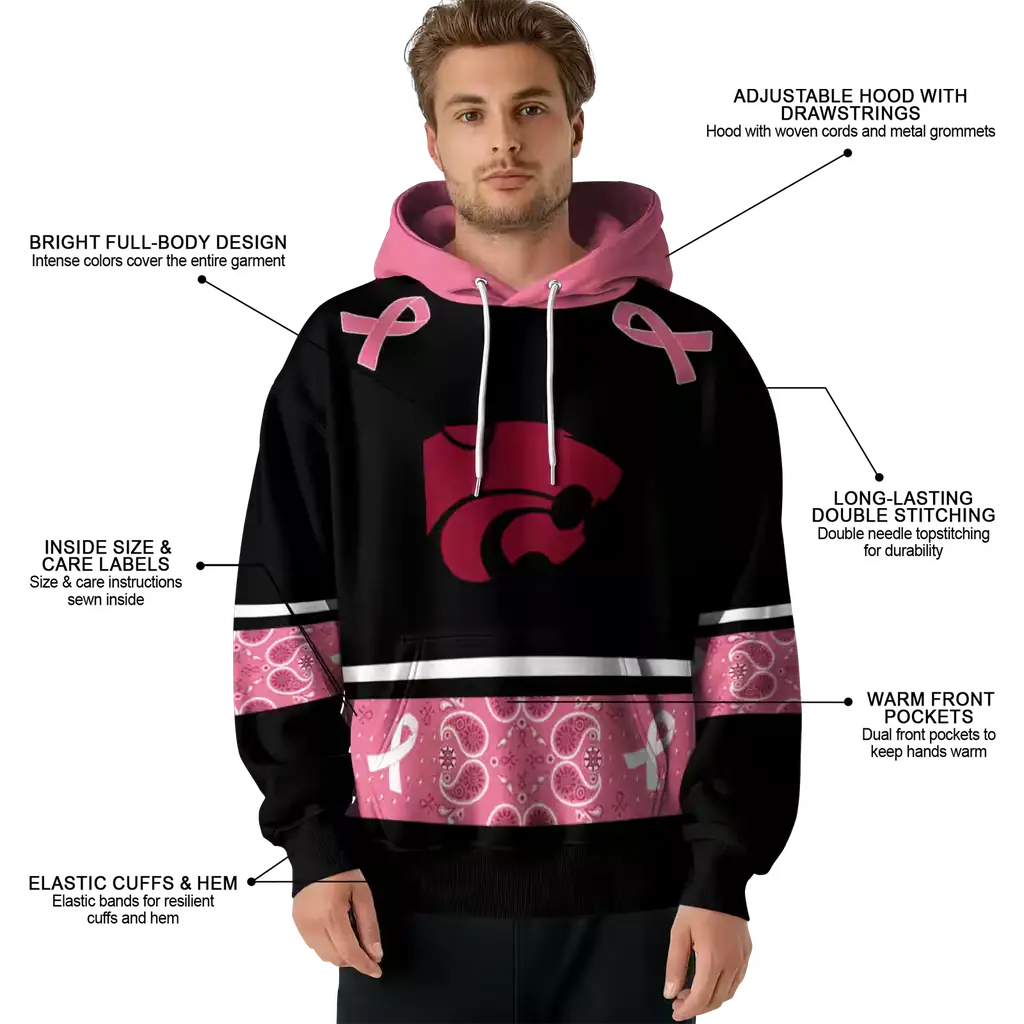 kansas state wildcats awareness ribbon black pink hoodie latest model kansas state wildcats awareness ribbon black pink hoodie latest model