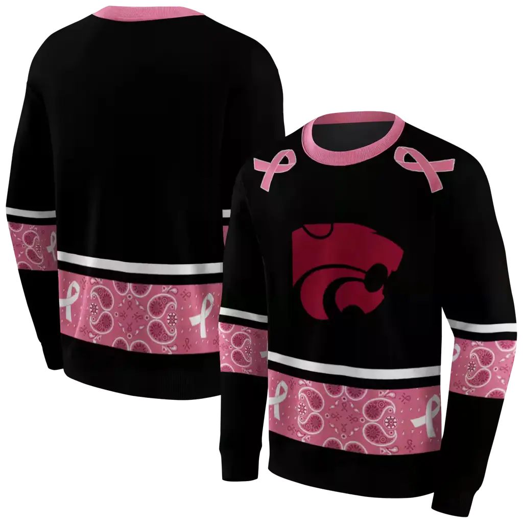 kansas state wildcats awareness ribbon black pink hoodie premium grade kansas state wildcats awareness ribbon black pink hoodie premium grade