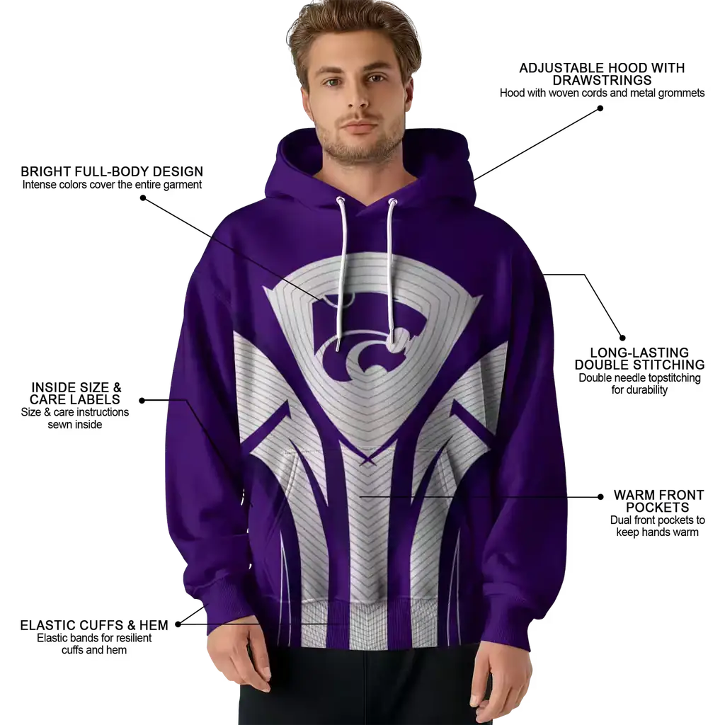 kansas state wildcats concentric lines purple black hoodie latest model kansas state wildcats concentric lines purple black hoodie latest model