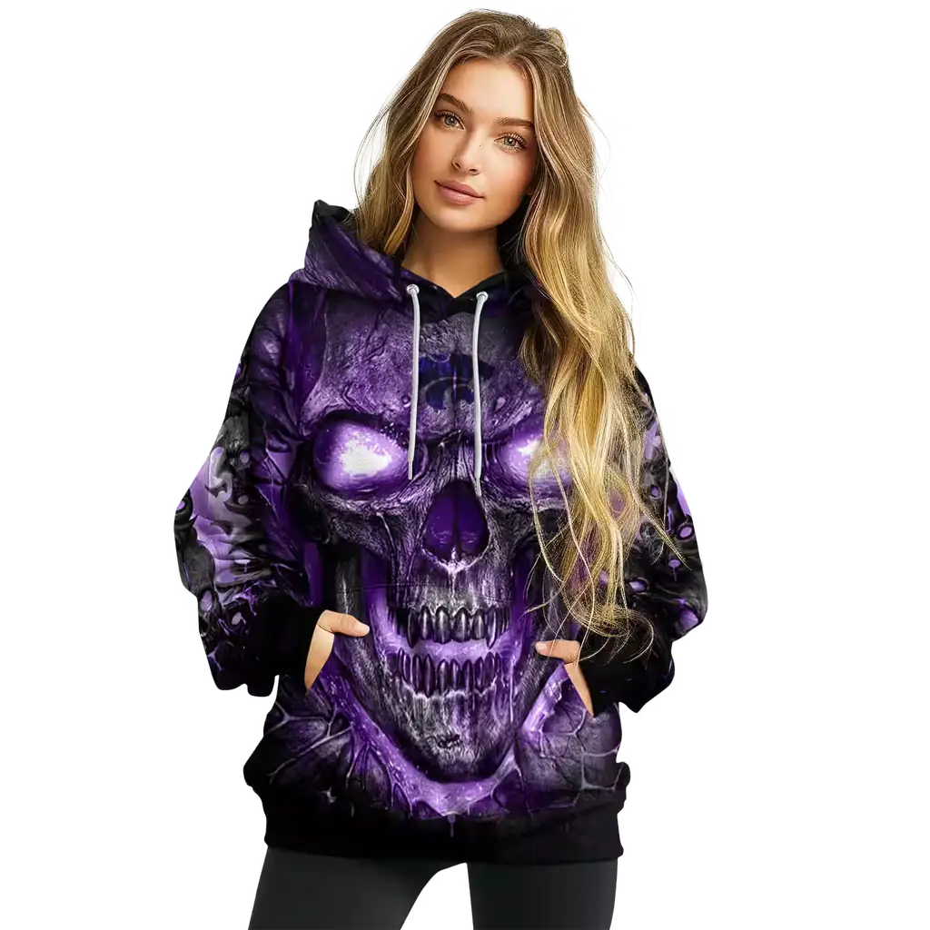 kansas state wildcats demonic skull purple black hoodie high quality kansas state wildcats demonic skull purple black hoodie high quality