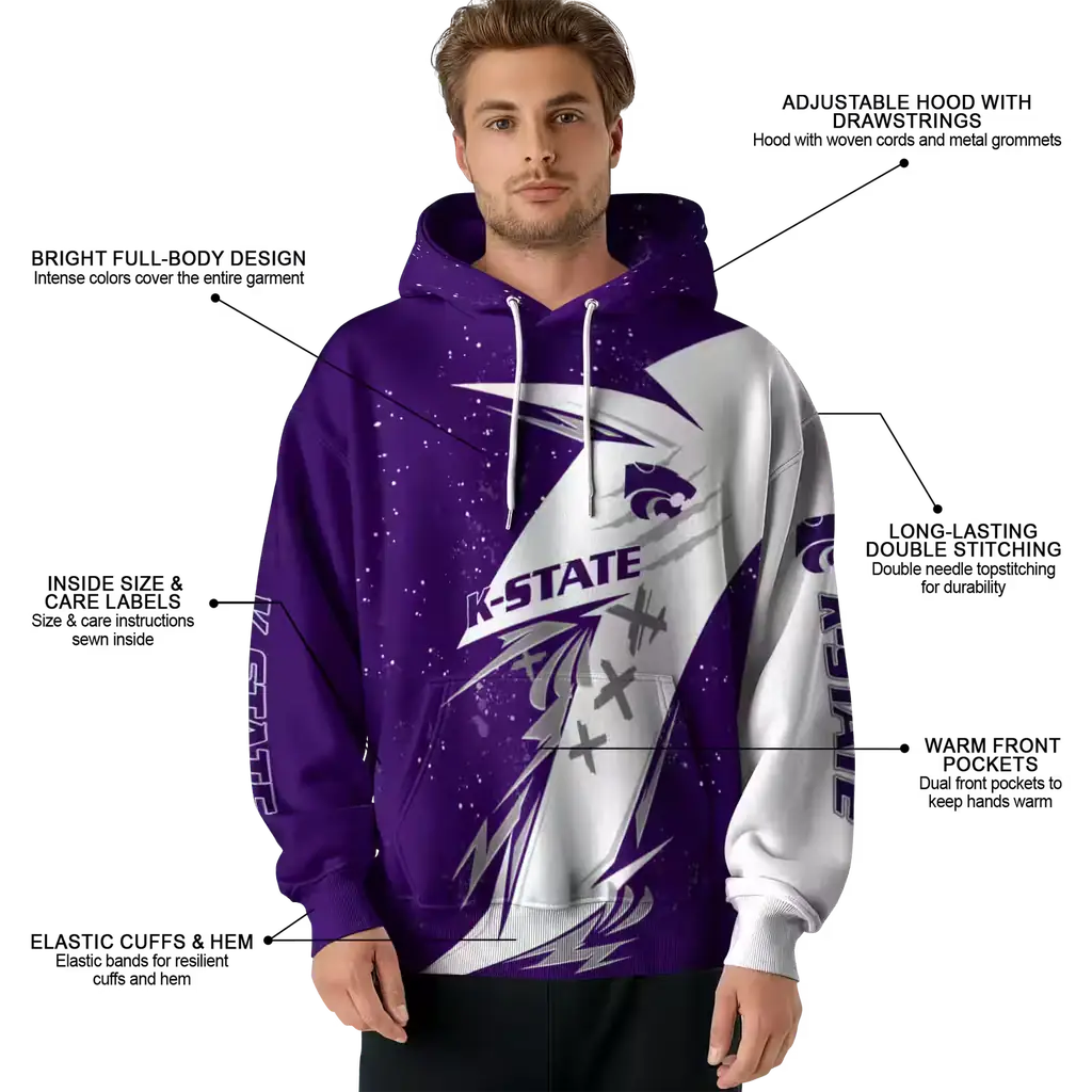 kansas state wildcats dynamic slash purple white hoodie latest model kansas state wildcats dynamic slash purple white hoodie latest model
