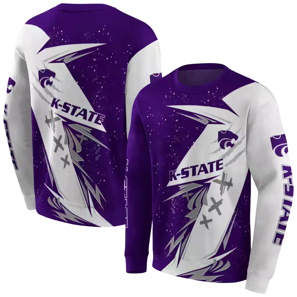 kansas state wildcats dynamic slash purple white hoodie premium grade kansas state wildcats dynamic slash purple white hoodie premium grade