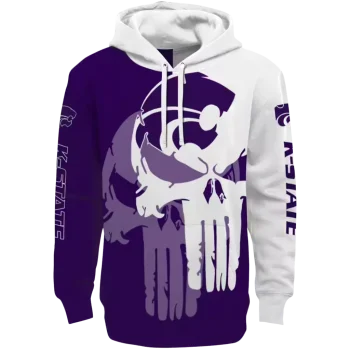 kansas state wildcats graphic punisher purple white hoodie best selling
