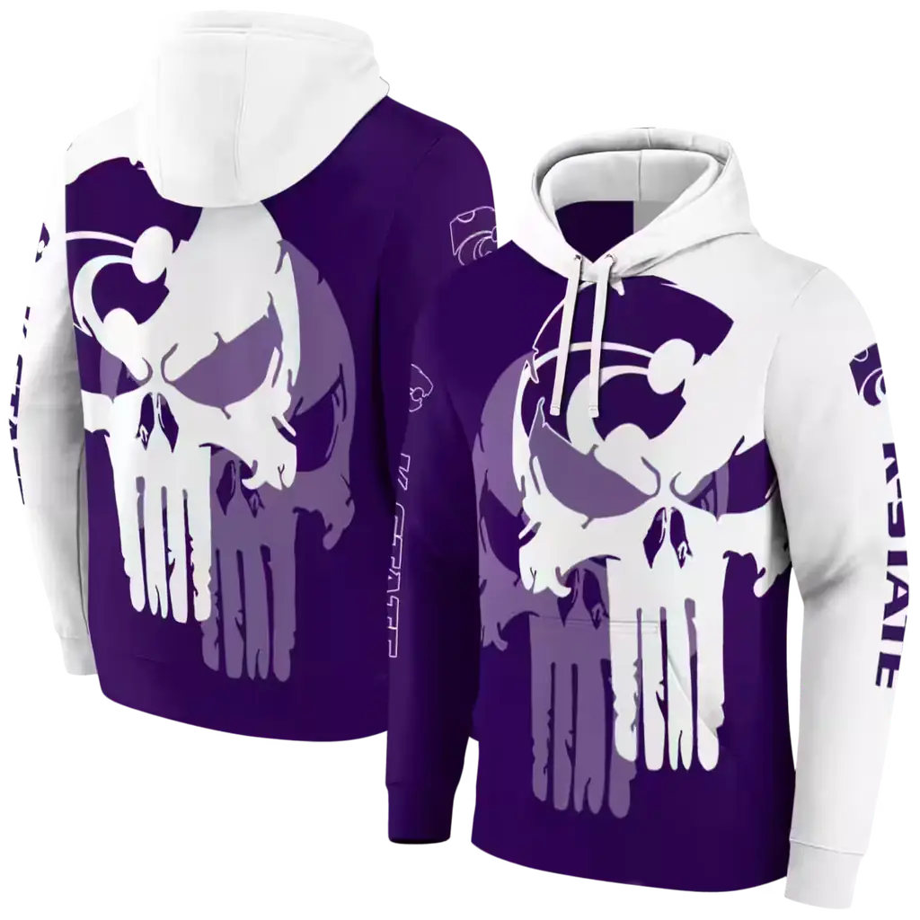 kansas state wildcats graphic punisher purple white hoodie fashion forward kansas state wildcats graphic punisher purple white hoodie fashion forward
