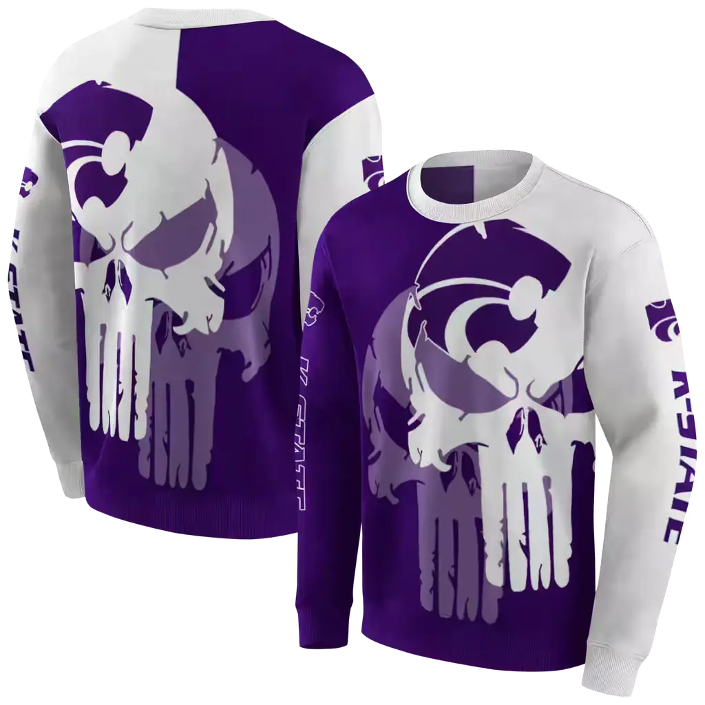 kansas state wildcats graphic punisher purple white hoodie premium grade kansas state wildcats graphic punisher purple white hoodie premium grade