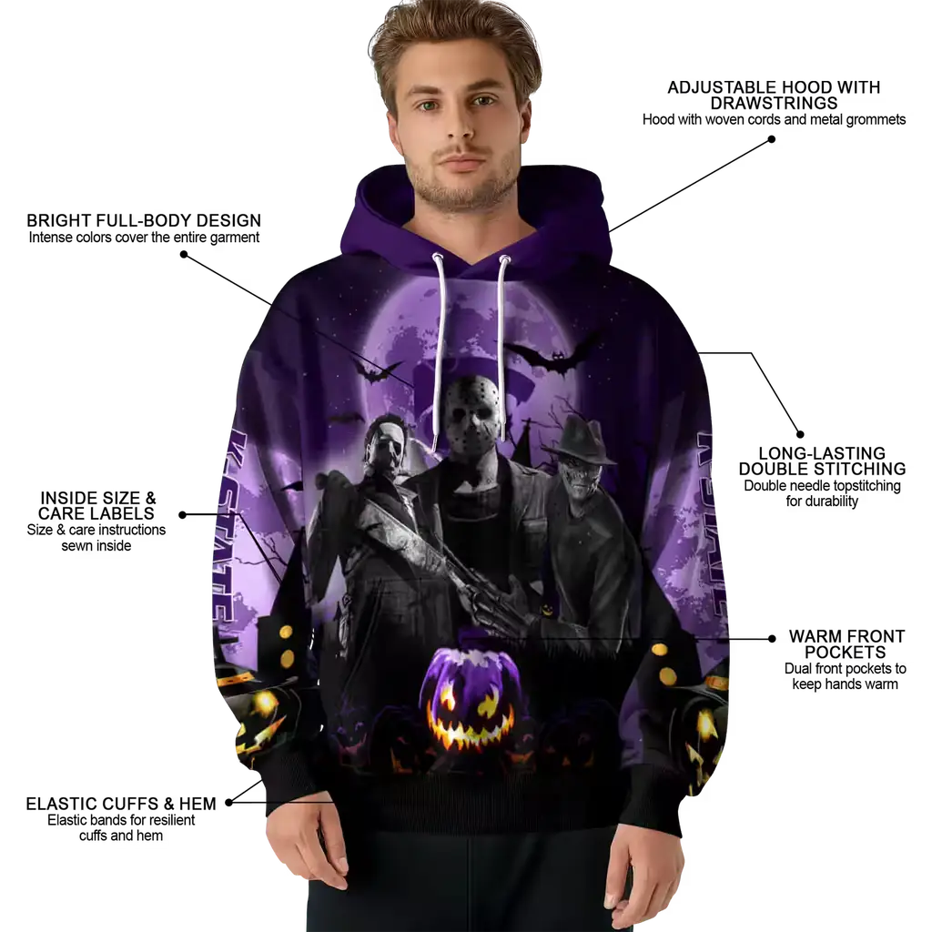 kansas state wildcats halloween vibes purple black hoodie latest model kansas state wildcats halloween vibes purple black hoodie latest model