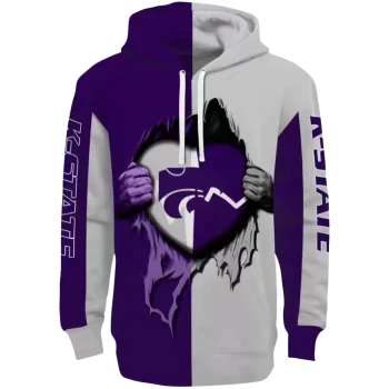 kansas state wildcats heartbeat graphic purple hoodie best selling
