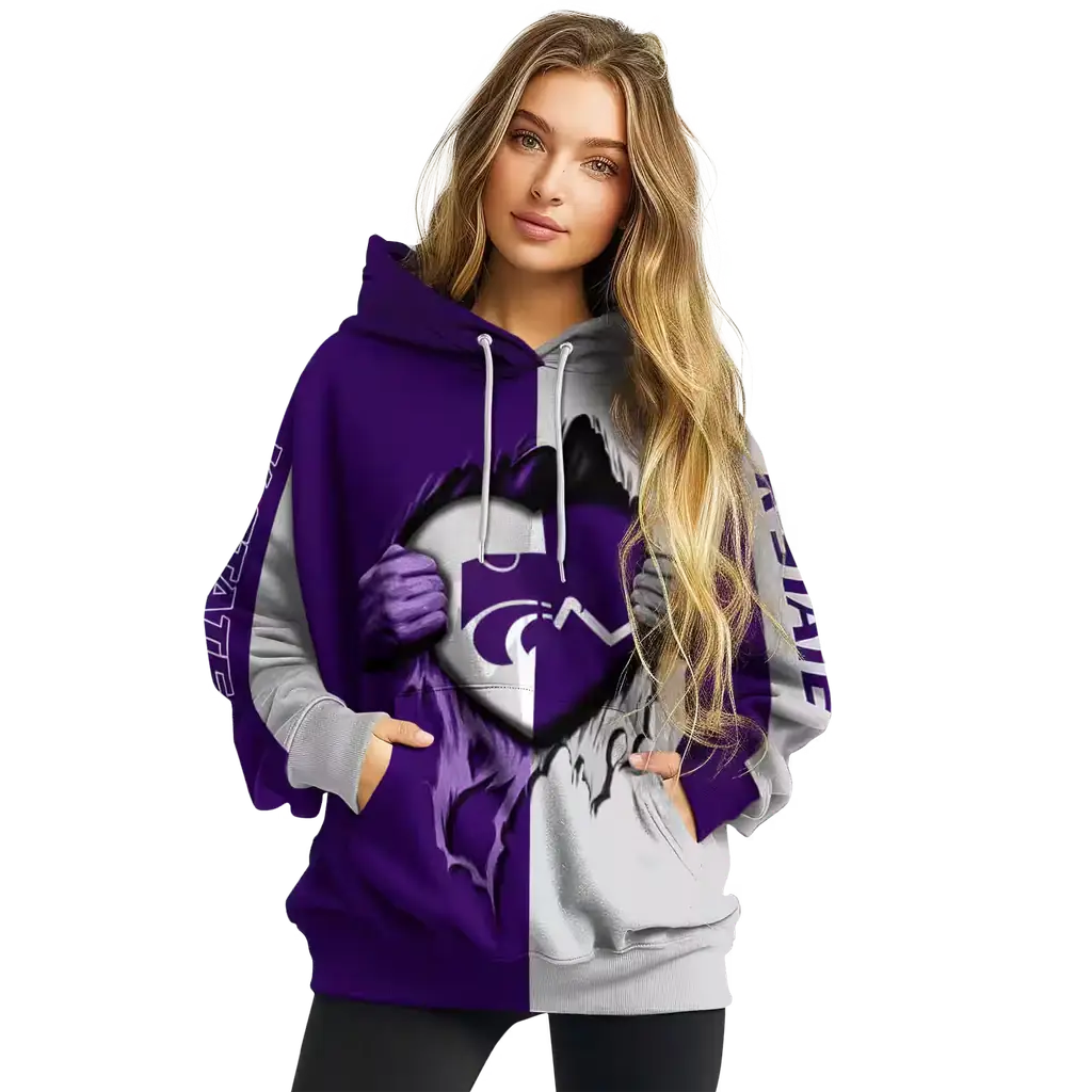 kansas state wildcats heartbeat graphic purple hoodie high quality kansas state wildcats heartbeat graphic purple hoodie high quality