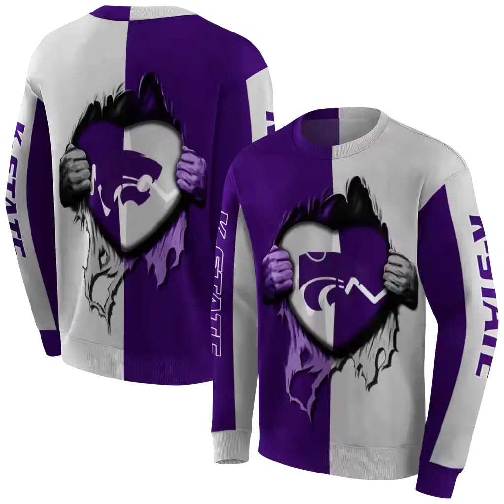 kansas state wildcats heartbeat graphic purple hoodie premium grade kansas state wildcats heartbeat graphic purple hoodie premium grade