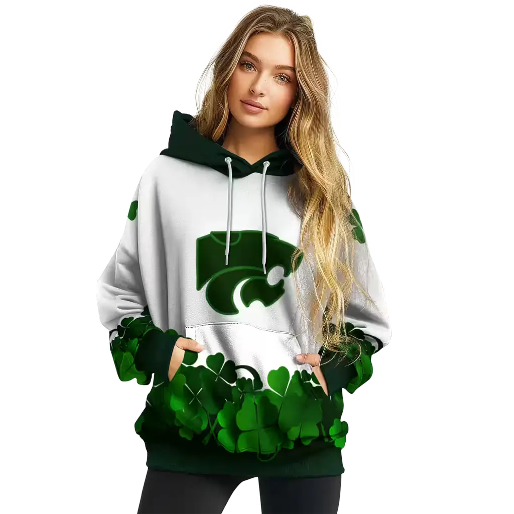 kansas state wildcats lucky motif white green hoodie high quality kansas state wildcats lucky motif white green hoodie high quality