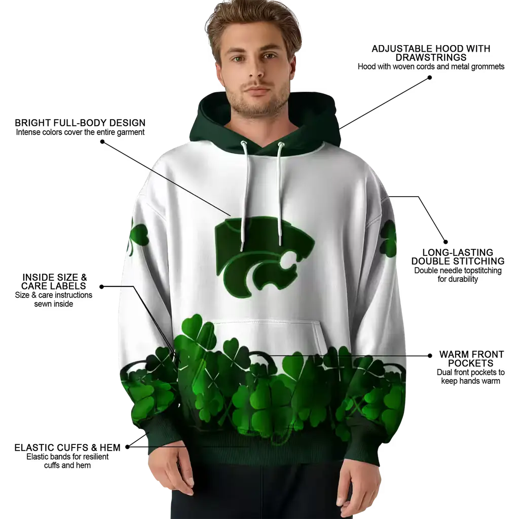 kansas state wildcats lucky motif white green hoodie latest model kansas state wildcats lucky motif white green hoodie latest model
